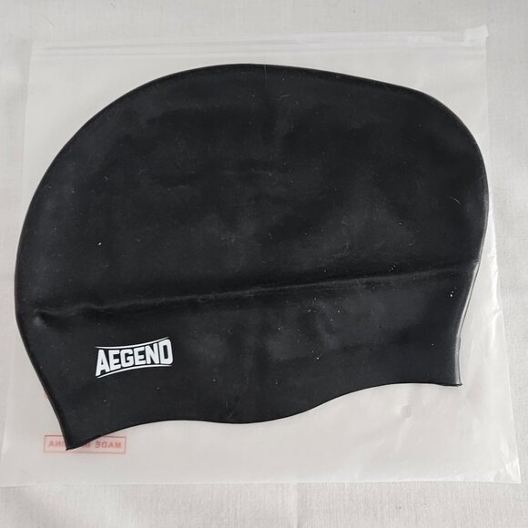 Aegend Swim Cap For Long Hair - Black - New Never Used - One Size Fits All - Picture 1 of 2